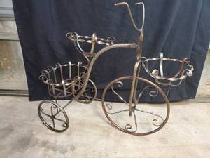 New Handmade Recycled Metal Trike Tricycle Planter