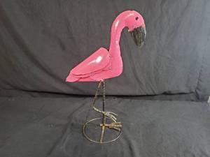 New Handmade Recycled Metal Pink Flamingo