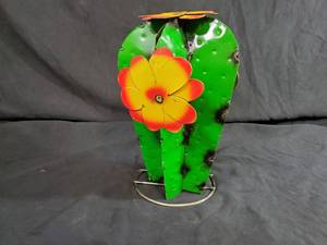 New Handmade Recycled Metal Flowering Cactus