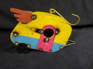 New Handmade Recycled Metal Camper Trailer Birdhouse