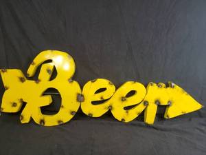 New Large Handmade Recycled Metal Beer Sign