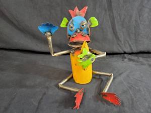 New Handmade Recycled Metal Monkey with Banana