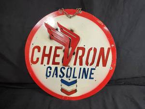 New Handmade Recycled Metal Chevron Gasoline Sign