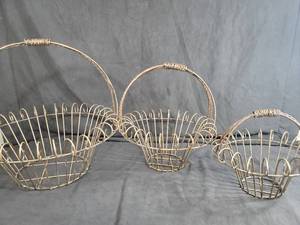 New Handmade Recycled Metal Set of 3 Nesting Baskets