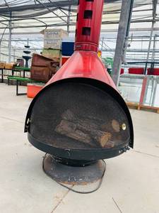 lot 55 image: Mid-Century Cone-Shaped Freestanding&nbspElectric Fireplace Incredible vintage retro mod Mid-Century Modern faux fireplace in the style of Wendell Lovett, Preway, or Malm