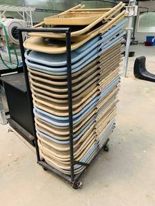 lot 70 image: Folding Chairs and Flat Stack Folding Chair Cart
