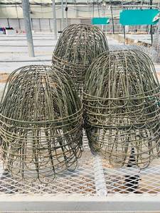 lot 77 image: Dark Sage Green Wire Baskets with Scalloped Rim