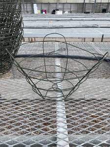 lot 80 image: Dark Green Wire Plant Hanging Baskets with Large Scalloped Rim