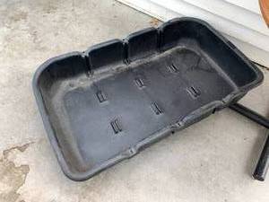 lot 120 image: Sturdy round table, Preformed rectangular pond liner