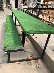 lot 123 image: Display bench with green turf applied to surfaces