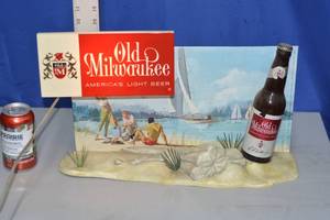 lot 4 image: Old Milwaukee Beer 3-D beach and sailboat counterwall sign