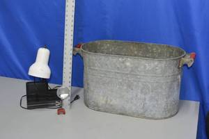 lot 82 image: Metal Container and desk light