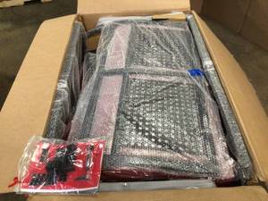 Hampton Bay Braxton Park 3-Piece Black Steel Outdoor Patio Sectional Sofa with CushionGuard Chili Cushions - Open Box - Review all pictures