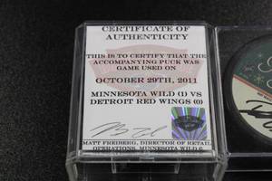 Minnesota Wild Game Used Puck & (3) Autograph Puck Lot  4 Pucks