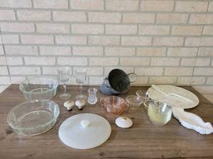 Lot of Vintage Pyrex, Cake Serving Platter and More