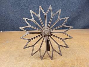 Antique Cast Iron Planter Guide Wheel - About 16 Diameter