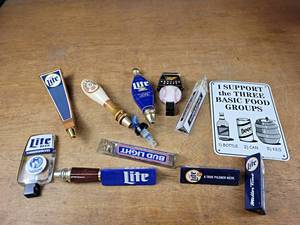 Large Lot of (10) Assorted Beer Tap Handles and More