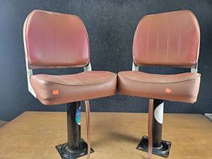 Pair of Boat Seats on Fixed Pedestals - About 13 Height - NO SHIPPING