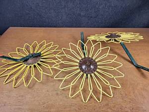 Lot of (3) Decorative Steel Flowers - About 18 Diameter Each