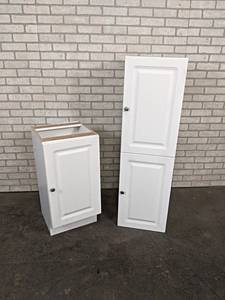 Pair of White Cabinets - 31 x 16 x 15 & 50.5 x 16 x 15 - NO SHIPPING