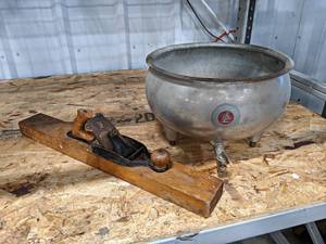 lot 885 image: Vintage DeLaval Cream Separator Can and Antique Plane