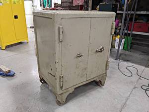 lot 18 image: Large Antique MOSLER Safe with Combination - About 39 x 28 x 49 Tall - NO SHIPPING