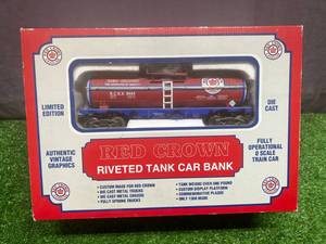 Red Crown Riveted Tank Car Bank
