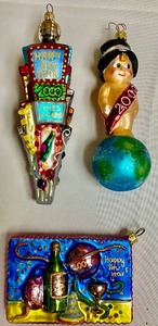 lot 341 image: 5 Christopher Radko Millennium Themed Ornaments