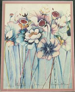 lot 77 image: Framed Colorful Floral Print by Rochelle Salazar