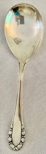 lot 170 image: Georg Jensen Lily of the Valley Sterling Silver Meat Fork and Berry Spoon from Denmark