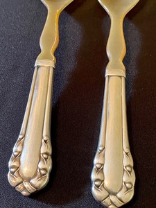 lot 111 image: Petite Georg Jensen Lilly of the Valley Sterling Salad Set with Horn