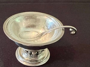 lot 115A image: Georg Jensen Sterling Silver Salt Cellar and Spoon