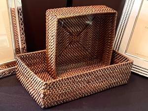 lot 412 image: Two New Papyrus Picture Frames and Two Ampersand Napkin Holder Baskets