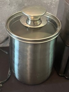 lot 407 image: Two Williams and Sonoma Canisters (Belly Can) and Cuisinart Coffee Bean Grinder