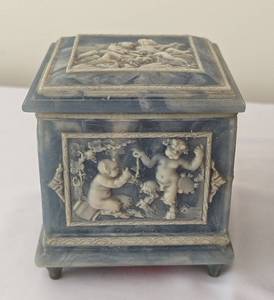 lot 174 image: Pair of Vintage Incolay Stone Music and Jewelry Boxes