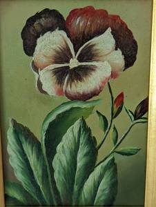 lot 190 image: Small Frame Pansy Oil Painting by Robert Grace