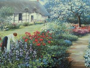 lot 420 image: Framed Scenic Garden Print
