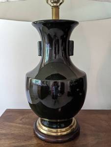 lot 188A image: Pair of Dark Green Ceramic Table Lamps