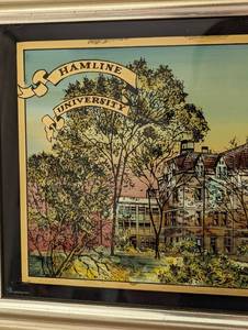 lot 445 image: Framed Vintage Hamline University Print