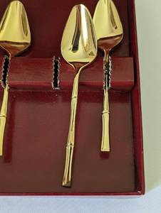 lot 455 image: Supreme Cutlery Gold Tone Bamboo Spoon Set