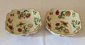 lot 456 image: Pair of AJCO France Limoges Floral Bowls