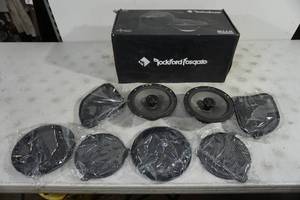 lot 75 image: JL Audio 6 Car Audio Speakers - Rockord Harley Davidson Grilles
