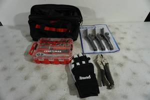 lot 115 image: Tool Bag with Craftsman Socket Set and Tools