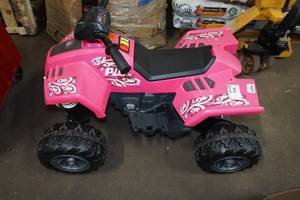 lot 159 image: Power Wheels Pink Racing ATV Ride On Toy