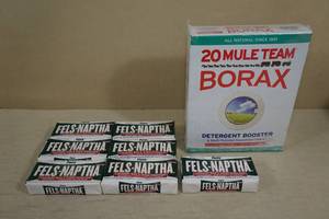 lot 18 image: Fels-Naptha Laundry Bars and 4 Lb Box of Borax Detergent Booster