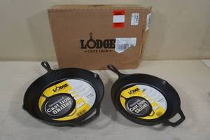 lot 122 image: Two Lodge Cast Iron Pans- 12 and 10.25