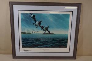 lot 151 image: Bluebills Visit Indian Point Framed Print by Les Kouba - 6424400