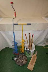 lot 191 image: Ice Fishing Gear - Hand Augers, Poles