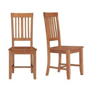 lot 59 image: 2 StyleWell Vertical Slat Back Dining Chairs - Honey Oak
