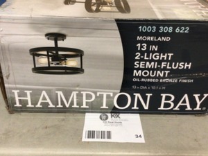 Moreland 13 in. 2-Light Oil-Rubbed Bronze Semi-Flush Mount by Hampton Bay Might Contain Missing Parts and Pieces  Customer Returns See Pictures